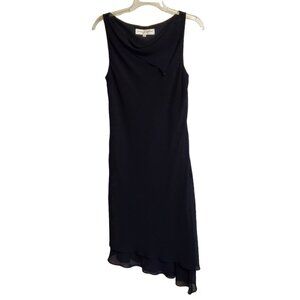 Donna Ricco Black Sleeveless Ruffled Tiered Cocktail Dress Size 8